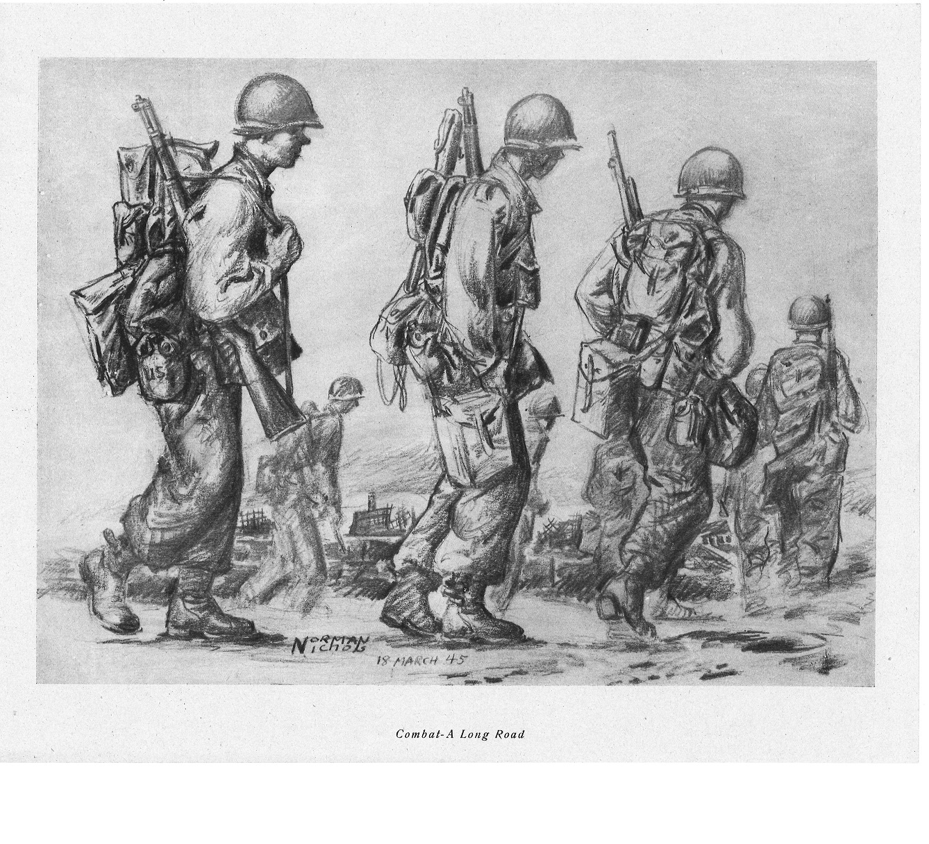 1945 Combat Portfolio Sketches By Norman Nichols 71st Division Combat Artist. Twelve sketches approx - Image 6 of 10