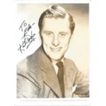 Kirk Douglas signed 10x8 sepia photo. Slight mark and indentation to photo but not affecting the