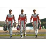 Formula 1 Motor Racing Force India 2011 team 12 x 8 photo of three drivers in race overalls signed