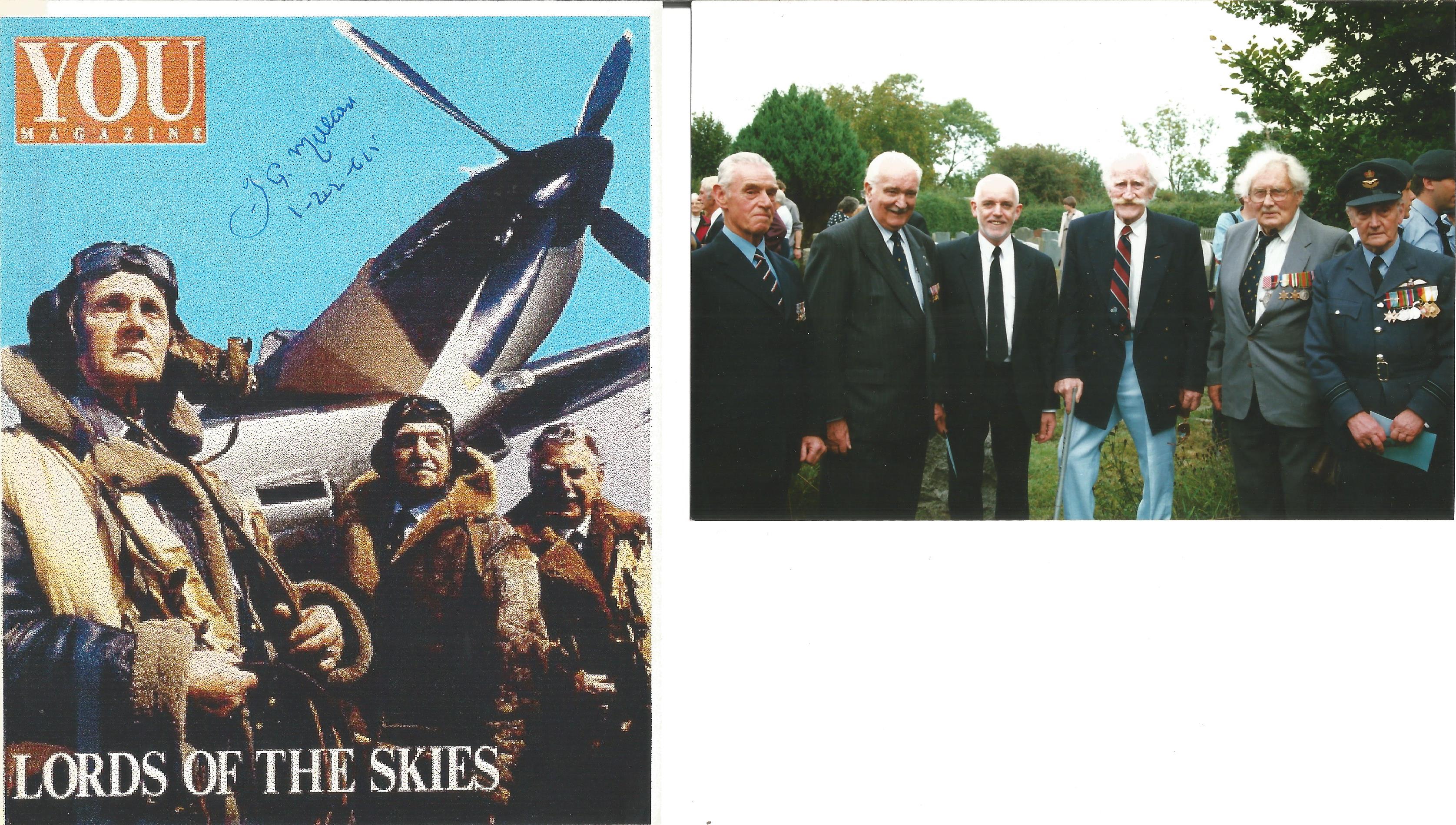 WW2 Battle of Britain pilots J Millard, Young 249 sqn and Ted Sergison signed to back of modern