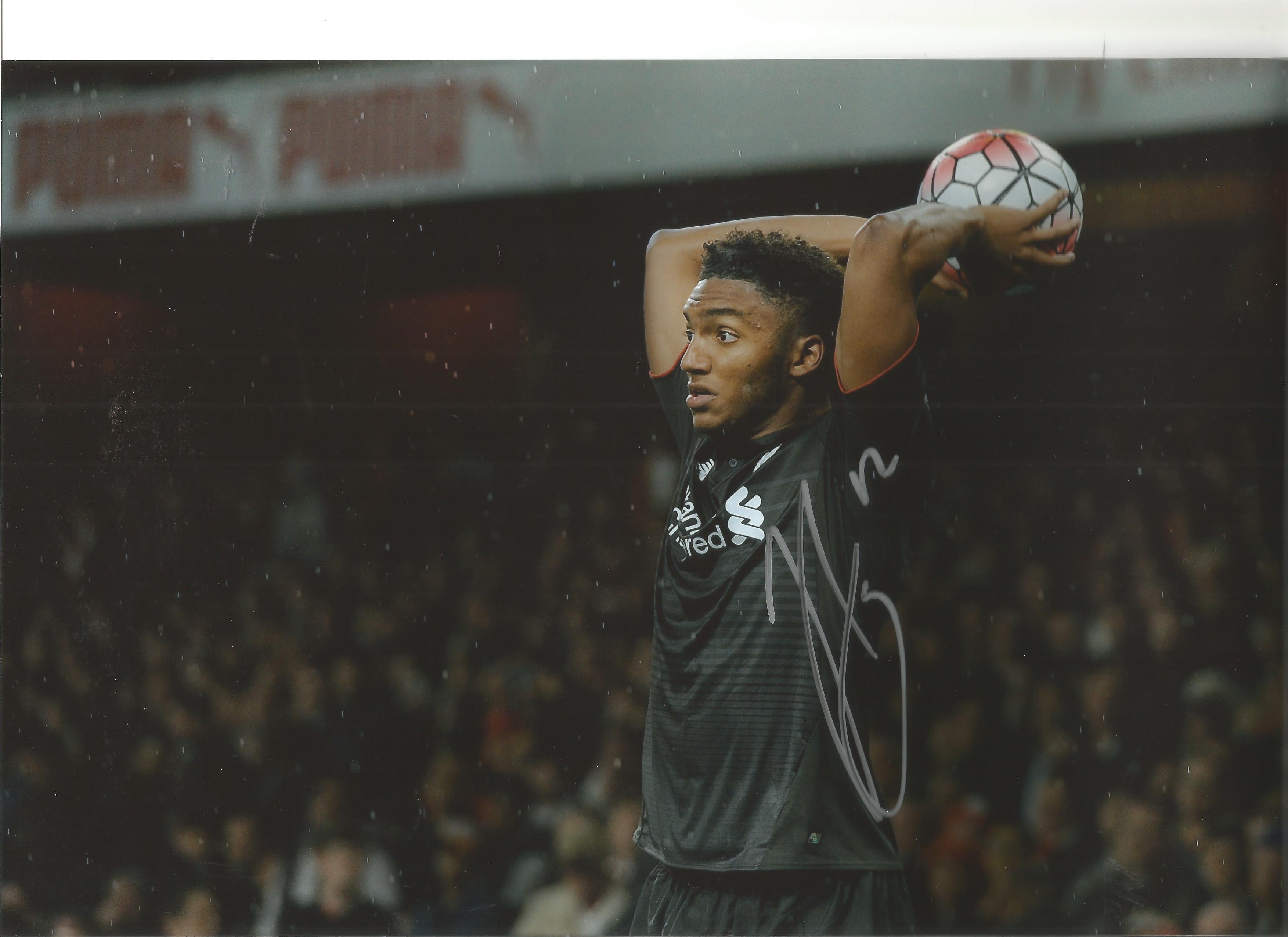Joe Gomez Liverpool Signed 12 x 8 inch football photo. Good Condition. All autographs are genuine
