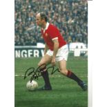 Bobby Charlton Man United Signed 12x 8 inch football colour photo. Good Condition. All autographs