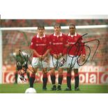 Mark Hughes, Andrei Kanchelskis and Paul Ince triple Man United Signed 12 x 8 inch football photo.