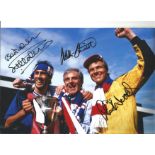 Chris Woods, Walter Smith and Mark Hateley Rangers Signed 12 x 8 inch football photo. Good