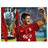 Steven Gerrard Liverpool Signed 16 x 12 inch football photo. Good Condition. All autographs are