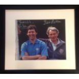 Bobby Robson and Bryan Robson England 15 x 13 professionally framed and double mounted signed colour