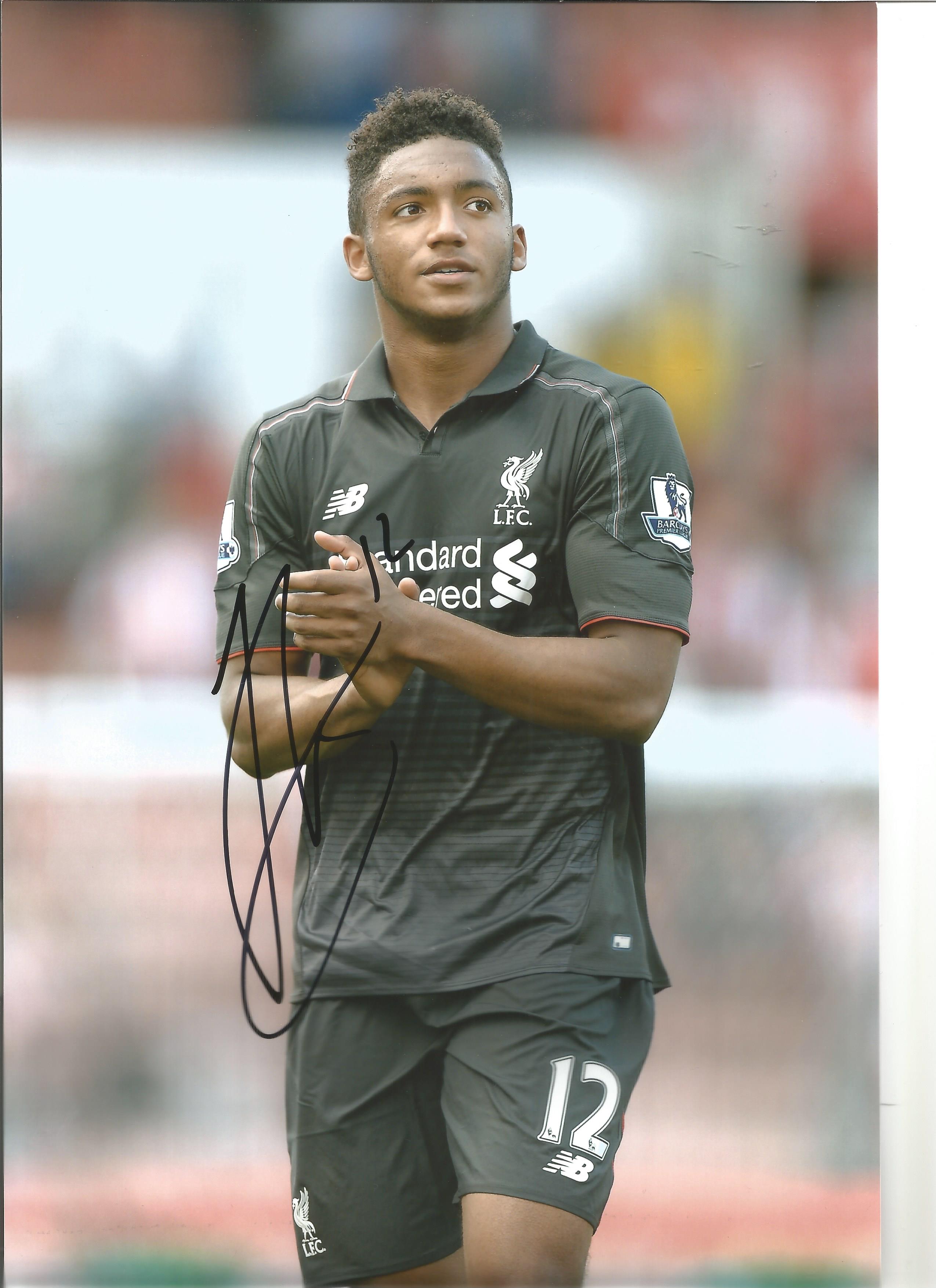 Joe Gomez Liverpool Signed 12 x 8 inch football photo. Good Condition. All autographs are genuine