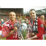 Wes Brown and John O'Shea Man United Signed 10 x 8 inch football photo. Good Condition. All