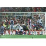 Teddy Sheringham and Ole Gunner Solskjaer Man United Signed 12 x 8 inch football photo. Good