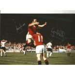 Gordon Hill and Lou Macari Man United Signed 10 x 8 inch football photo. Good Condition. All