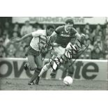 Alvin Martin and John Barnes West Ham Signed 12 x 8 inch black and white football photo. Good