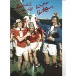 Jimmy Greenhoff and Alex Stepney Man United Signed 10 x 8 inch football colour photo. Good