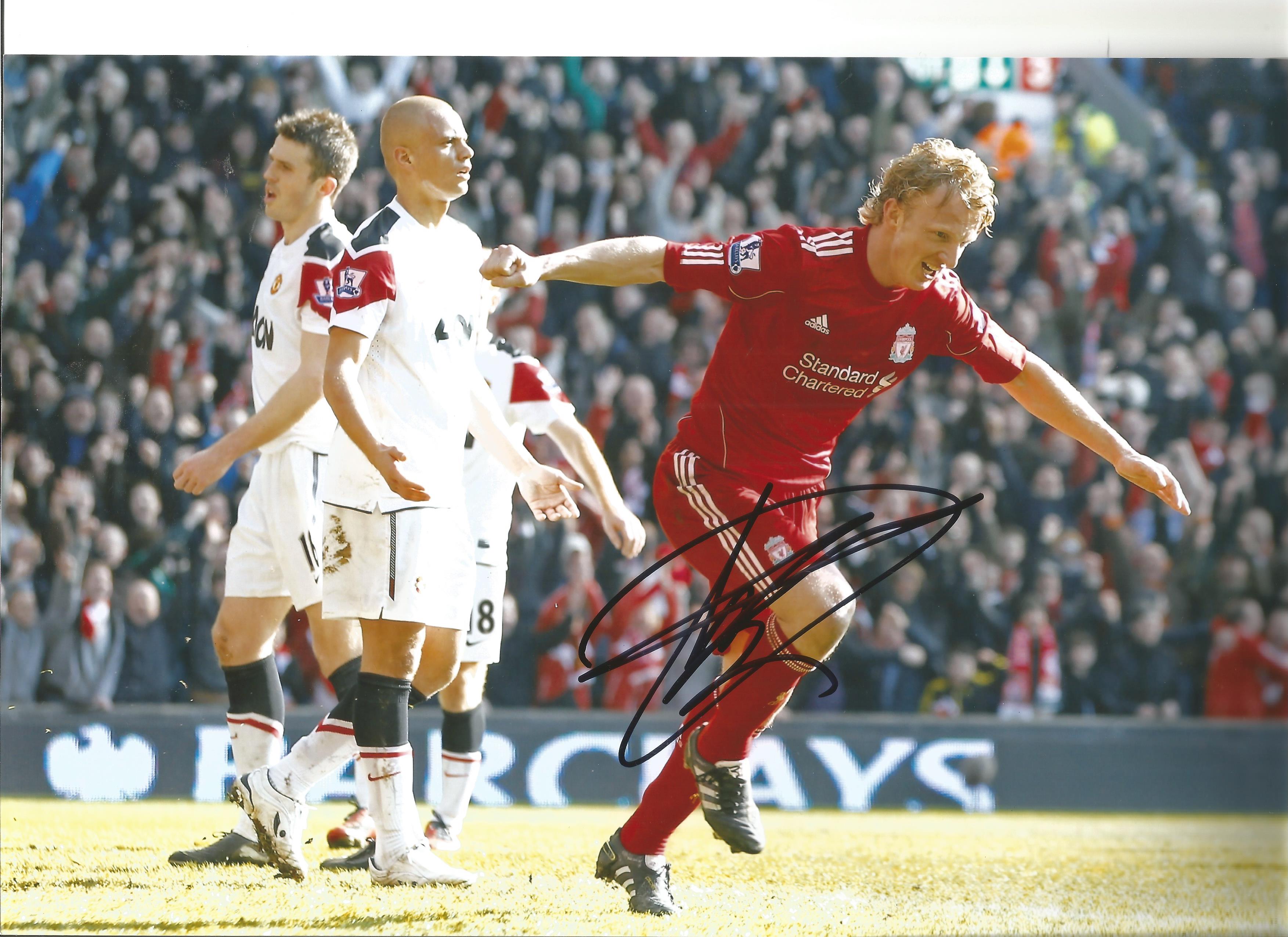 Dirk Kuyt Liverpool Signed 12x 8 inch football photo. Good Condition. All autographs are genuine