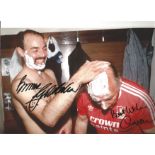 Bruce Grobbelaar and Ronnie Moran Liverpool Signed 12 x 8 inch football photo. Good Condition. All