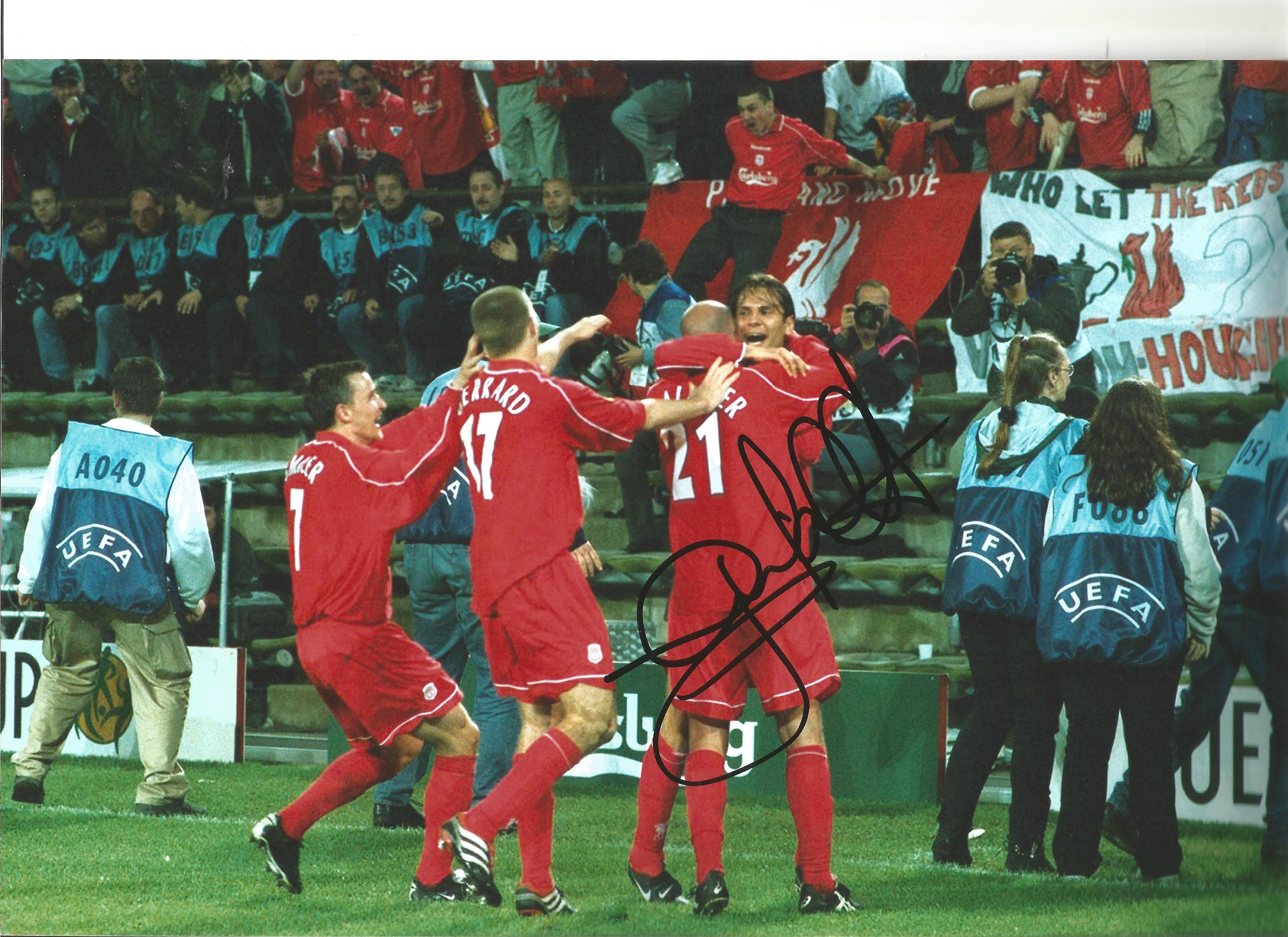 Gary McAllister Liverpool Signed 12 x 8 inch football photo. Good Condition. All autographs are