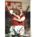 Ian Wright and John Hartson Arsenal Signed 10 x 8 inch football photo. Good Condition. All