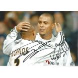 Ronaldo and Roberto Carlos Real Madrid Signed 12 x 8 inch football photo. Good Condition. All