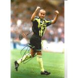 Richard Edghill Manchester City Signed 10 x 8 inch football photo. Good Condition. All autographs