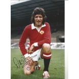 Willie Morgan Man United Signed 12 x 8 inch football colour photo. Good Condition. All autographs