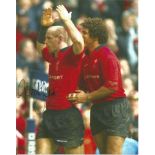 Gareth Thomas signed 8x10 colour photo pictured in action for Wales. Good Condition. All