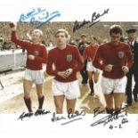 Ray Wilson, Gordon Banks, George Cohen, Martin Peters and Geoff Hurst signed 8x6 colour 66 photo.