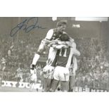 Football Autographed 12 x 8 photo, a superb image depicting JESPER OLSEN joining the celebrations