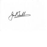 Jack Brabham signed 5x3 white card. Jack Brabham was an Australian racing driver who was Formula One