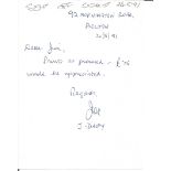 WW2 617 Sqn Tirpitz Raider Jo Dacey hand written note, from Jim Shortland Dambuster Historian