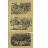 Shooting Fires Sporting Sketches collection of nine prints circa 1895 with various Shooting and