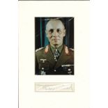 Erwin Rommel signed presentation with signature piece cut from a document. Signed boldly in grease