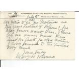 Mary Anderson handwritten note. July 28, 1859 - May 29, 1940 was an American theatre actress. Good