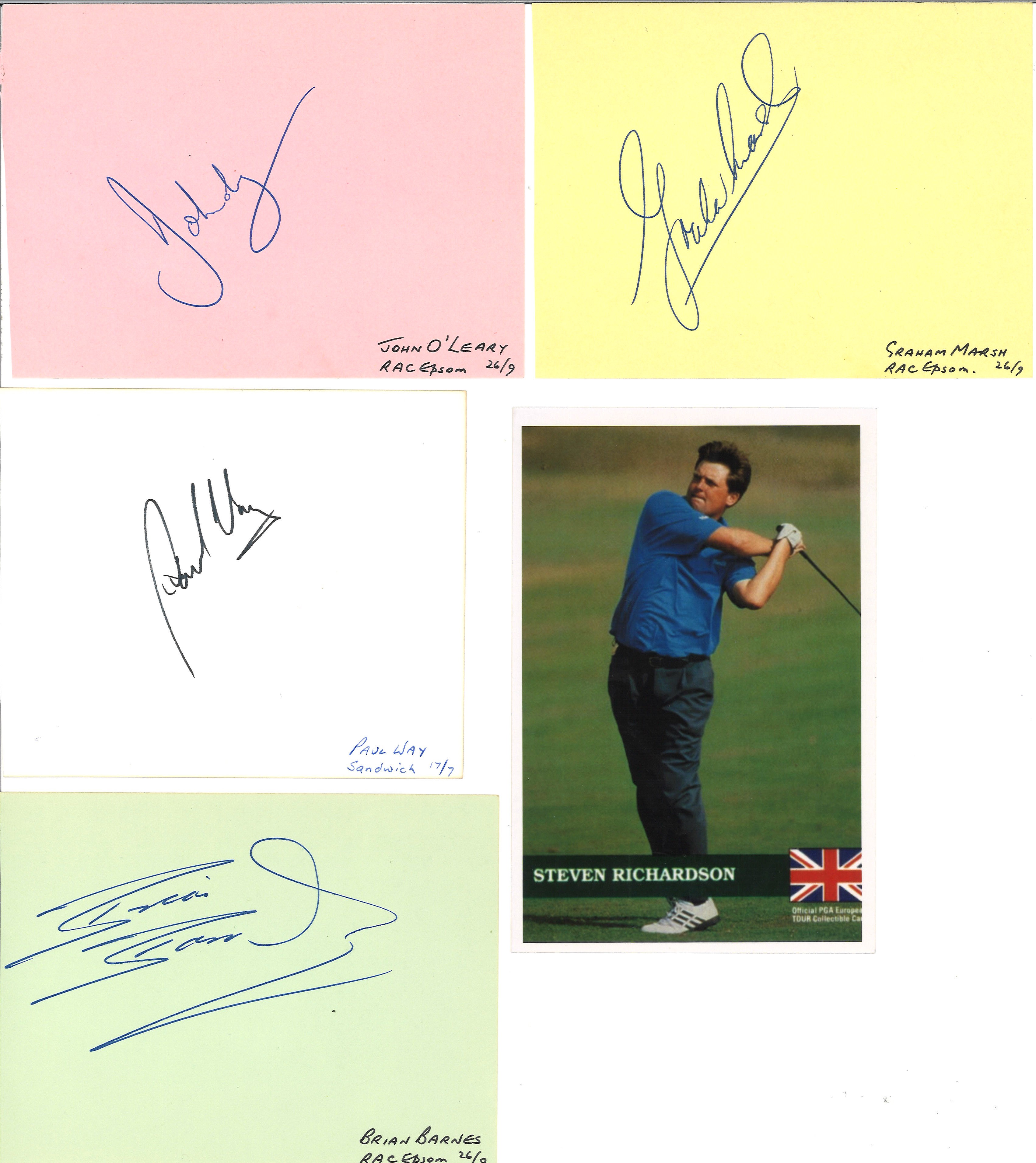 Signed album page collection. Includes John O'Leary, Graham Marsh, Carl Mason, Paul Way, Brian - Image 2 of 2