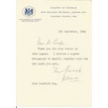 Earl Jellicoe DSO MC signed typed letter 1964 on Ministry of Defence letterhead replying to an