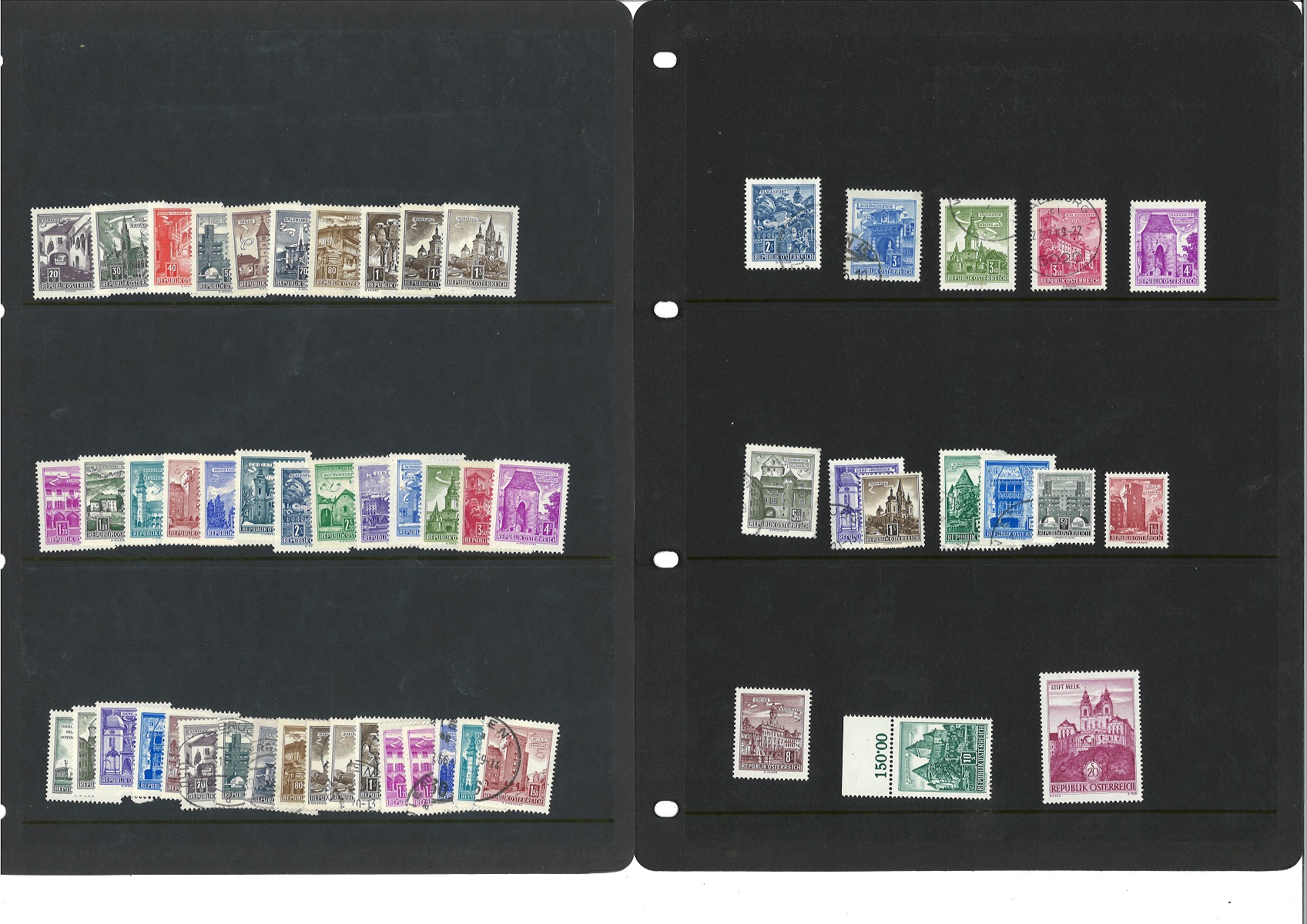 Austrian stamp collection on loose stock pages. 80+ stamps. Mint and used. Catalogues at nearly £