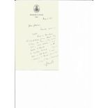 Horace King Labour politician signed handwritten one page letter with biography. Political