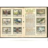 Cigarette card album from Nicholas Sarony & Co. Contains full set of 25 cards entitled A Day on