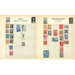 World stamp collection. 28 loose album pages. Includes stamps from Israel including JNF labels,