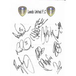 Leeds Utd 2009 signed A4 sheet. 11 signatures including Becchio, Beckford, Delph, Howson and more.