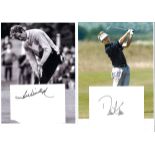 Golf collection 3, 10x8 colour photos c/w signed white cards David Toms, Jean van de Velde and Tom