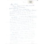 ACM Sir Lewis Hodges handwritten signed letter to WW2 book author Alan Cooper with good WW2 content.