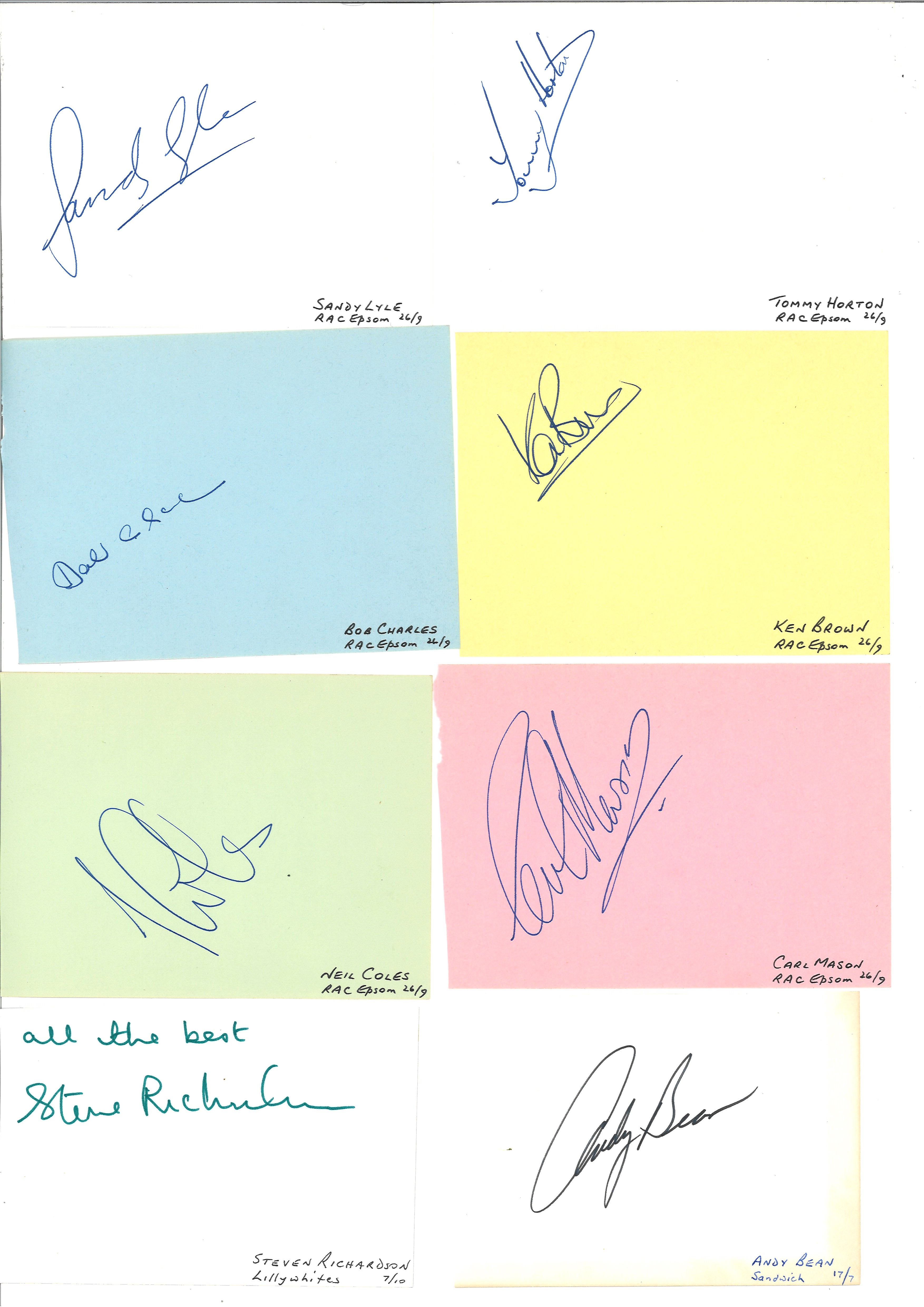 Signed album page collection. Includes John O'Leary, Graham Marsh, Carl Mason, Paul Way, Brian