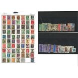 India stamp collection on 16 loose album pages, plus 2 stockcards of highly catalogued stamps.