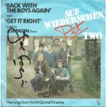 Joe Fagin signed 45rpm record sleeve of Back with the Boys again - Auf Wiedersehen Pet two. Record