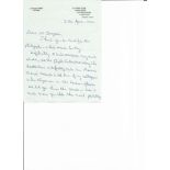 Battle of Britain Johnnie Hill WW2 RAF handwritten letter 1985. Military autograph. Good