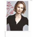 Cynthia Nixon signed 10x8 colour photo. Dedicated. Good Condition. All autographs are genuine hand