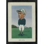 Horse Racing Doug Smith 11x8 approx framed and mounted caricature picturing the five time champion