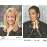 Emmerdale autograph collection x3 photos signed by Malandra Burrows(Kathy Bates) one 10x8 b/w