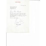 David Jacobs signed typed letter regarding a concert at Fareham to WW2 book author Alan Cooper. TV