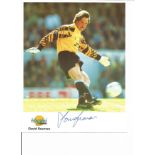 David Seaman signed 10x8 colour Autographed Editions photo. Biography on reverse. Good Condition.