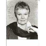 Dame Judy Dench signed dedicated 10x8 b/w photo Actress. Good Condition. All autographs are